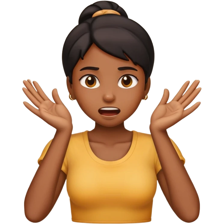 Black girl emoji choking itself with hands emoji