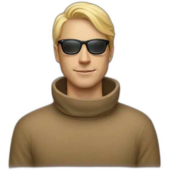 White man in turtleneck with ray ban glasses and blonde hair emoji