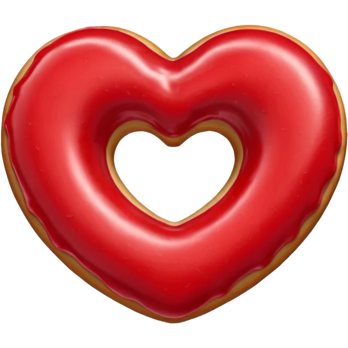 Realistic isolated heart shaped donut with red & glaze. emoji