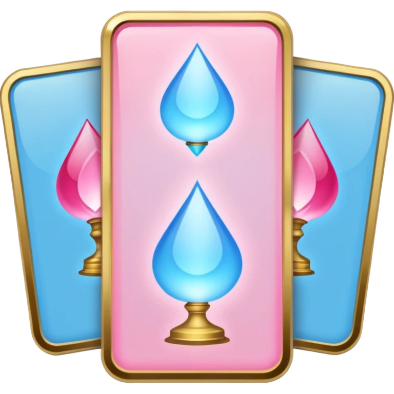 Three Oracle cards light blue and pink colors emoji