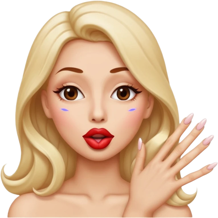 The smiley emoji with nails done. Big lips blowing a kiss emoji