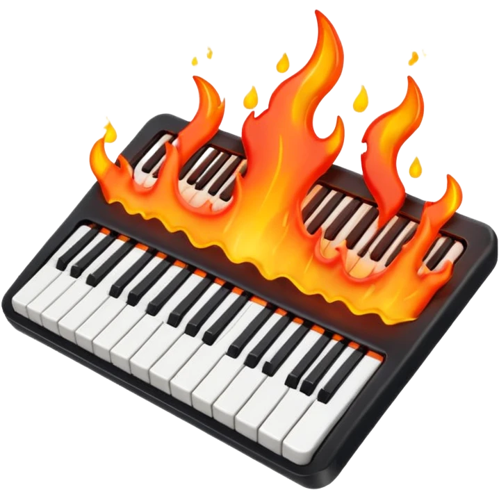 music keyboard on fire emoji