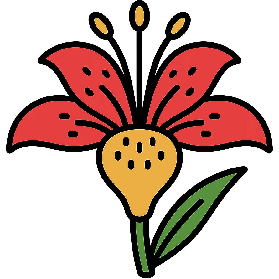 red and yellow lily flower icon emoji