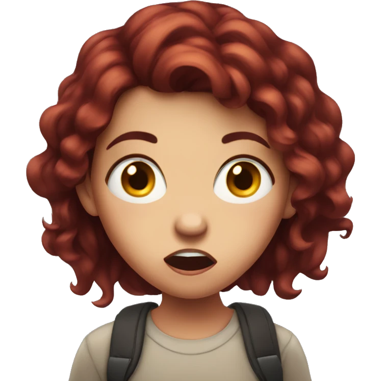 shocked girl with dark red hair emoji
