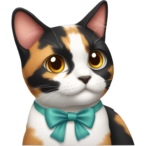 calico cat with bow emoji