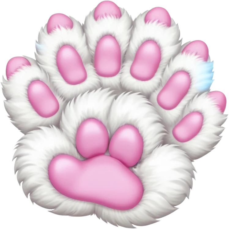 Fluffy white cat paw with six toes emoji