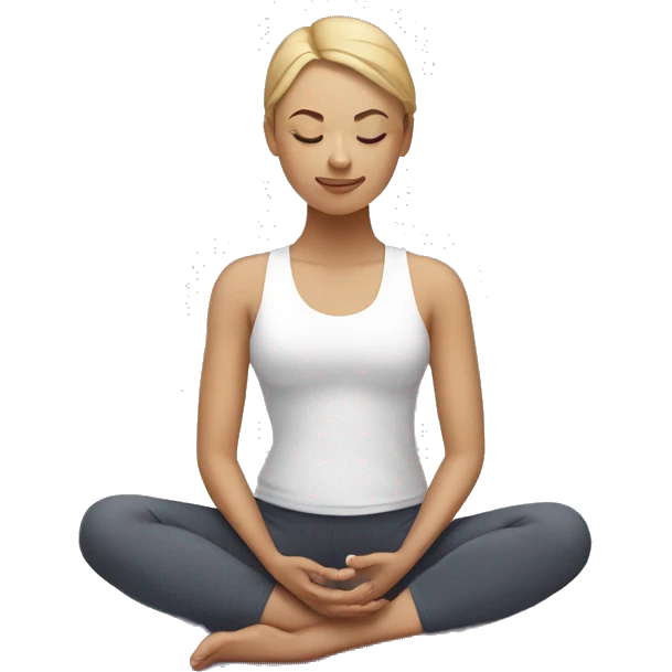 one white woman sitting in yoga pose emoji