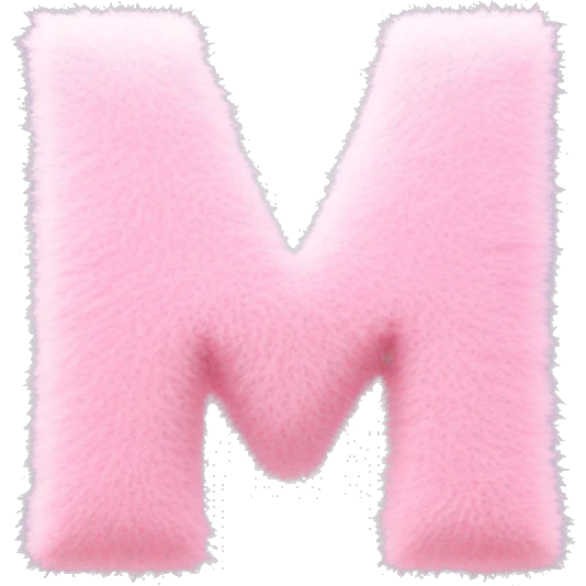 Light pink fuzzy letter M emoji