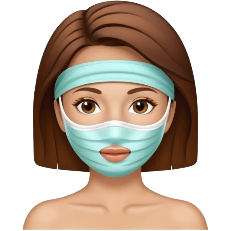 Lady with face mask spa beauty full face relaxing emoji