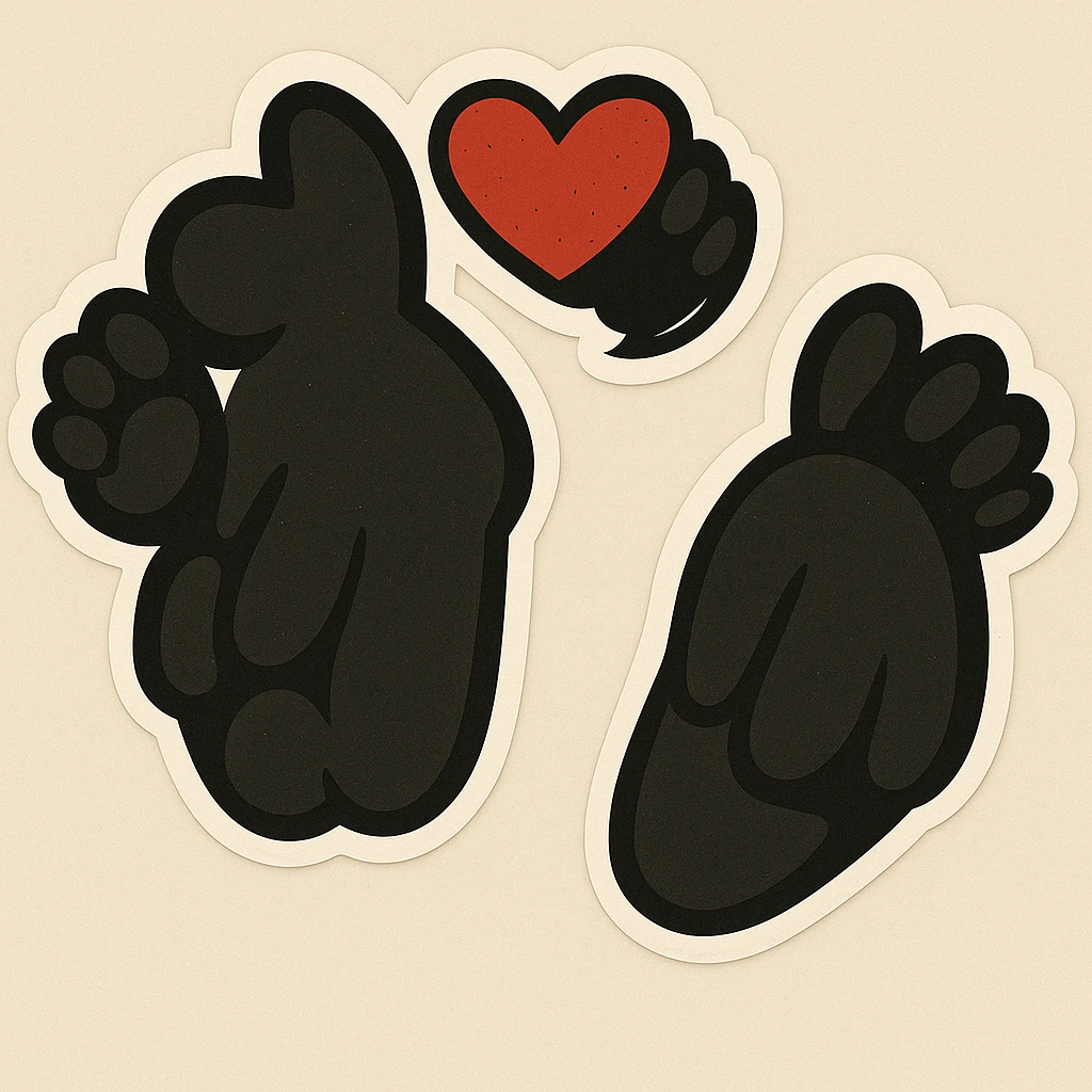 Make the puppy paws black, keep the heart and original style (original style was cartoonish stickers) emoji