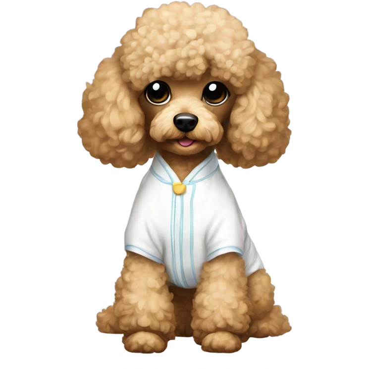 toy poodle wearing white pjs emoji