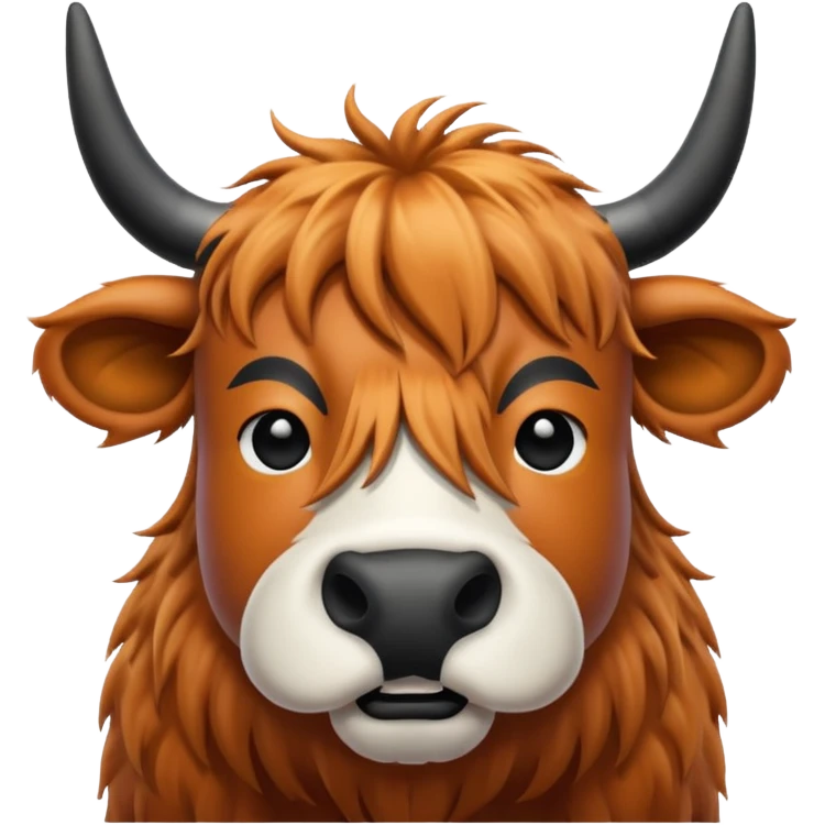 White and black Highland Cow with black nose emoji