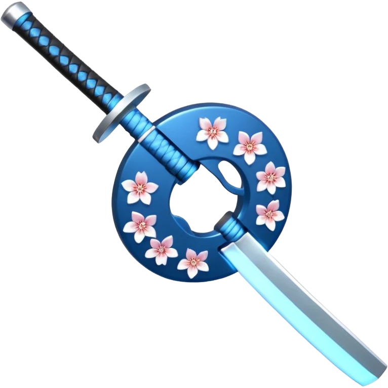 Blue glowing katana with sakura flower emoji