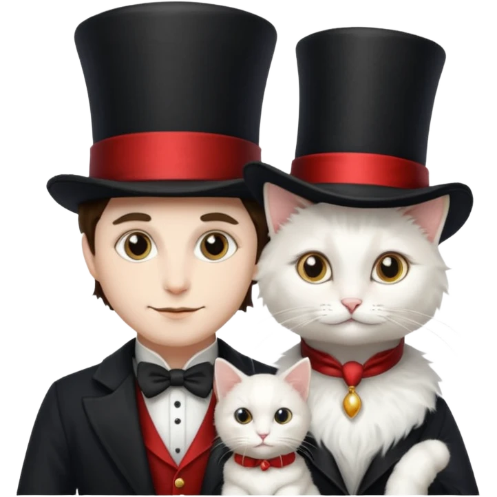 magician couple and their pet cat emoji