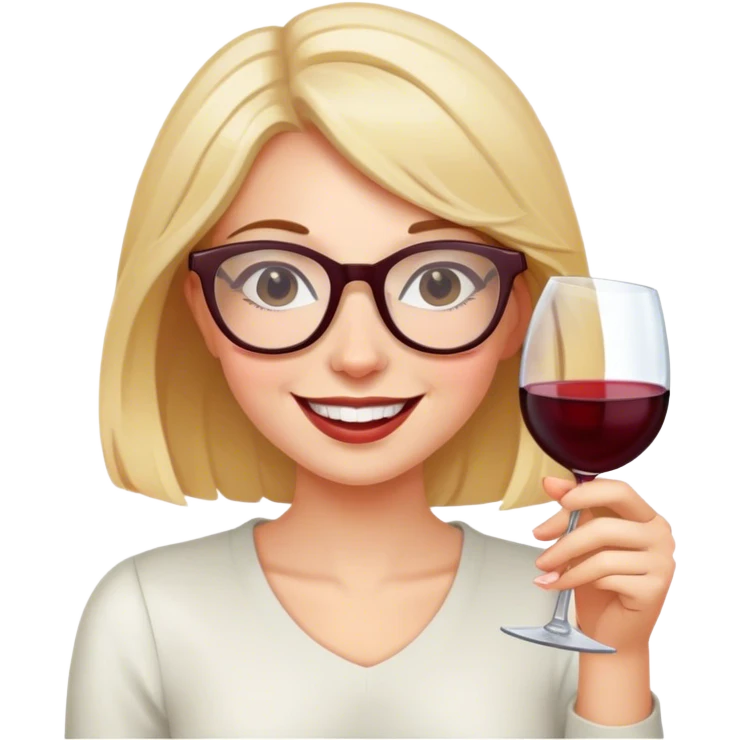 happy girl with glasses of wine emoji