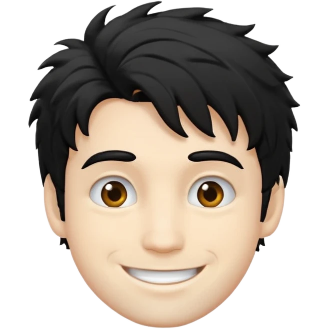 man white skin black messy hair emoji