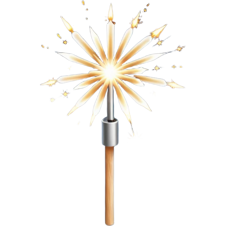 white sparkler on a stick emoji