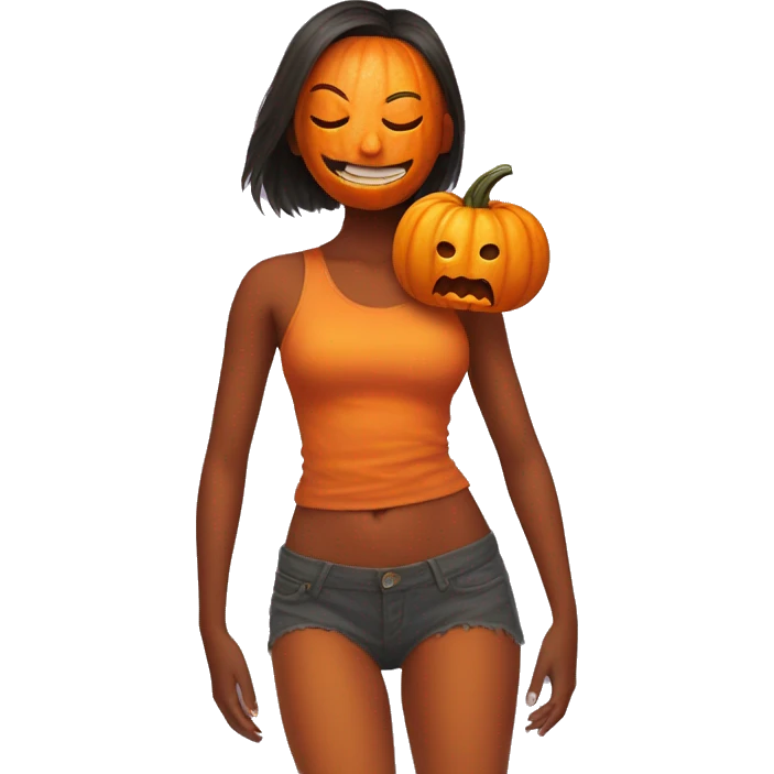 pumpkin head on a girl's body emoji
