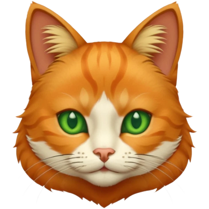 cat head, orange, stylish. green eyes emoji