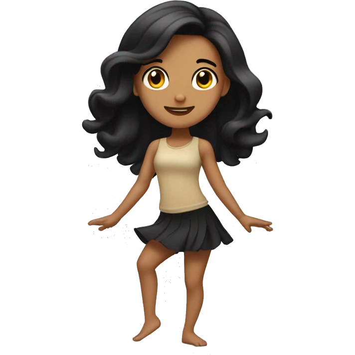 tan girl with long black hair, dancing emoji