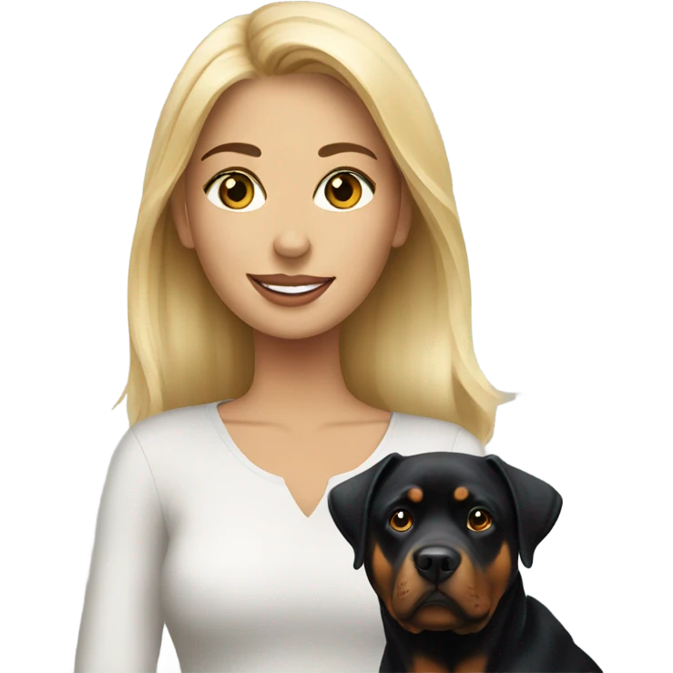 Pretty blonde woman with Rottweiler  emoji