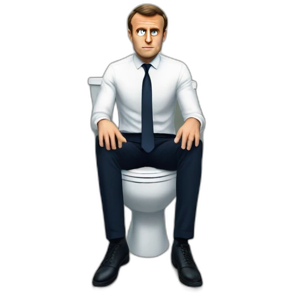 Emmanuel macron sitting on toilets angry emoji