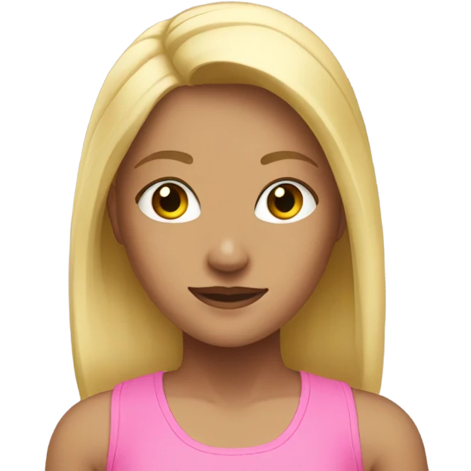 blonde girl in gym with pink clothes emoji
