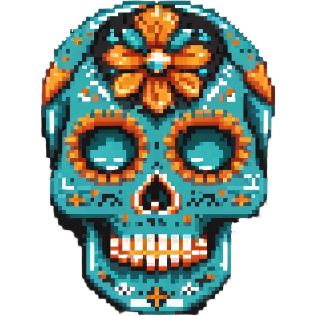 teal and orange sugar skull emoji