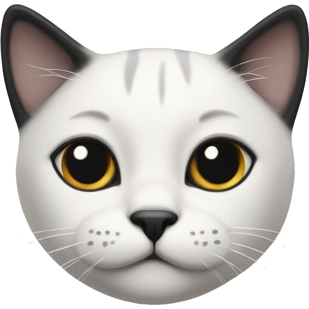 Black and white cat with black spot on nose and black chin emoji