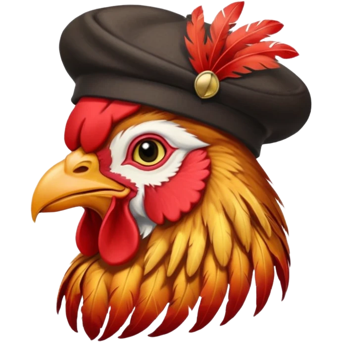 rooster wearing beret emoji