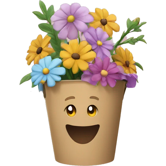 Flowers bucket and paper bag emoji