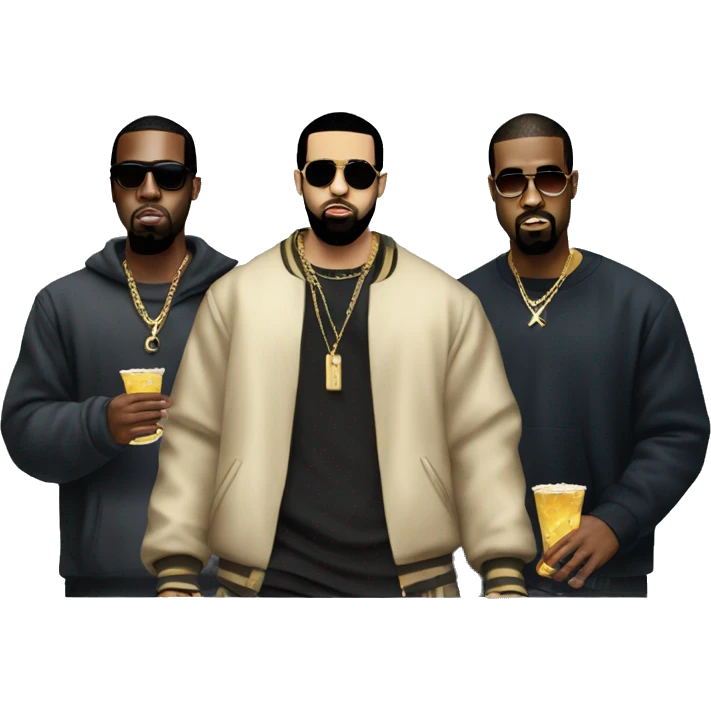 Drake, P Diddy and Kanye having a party emoji