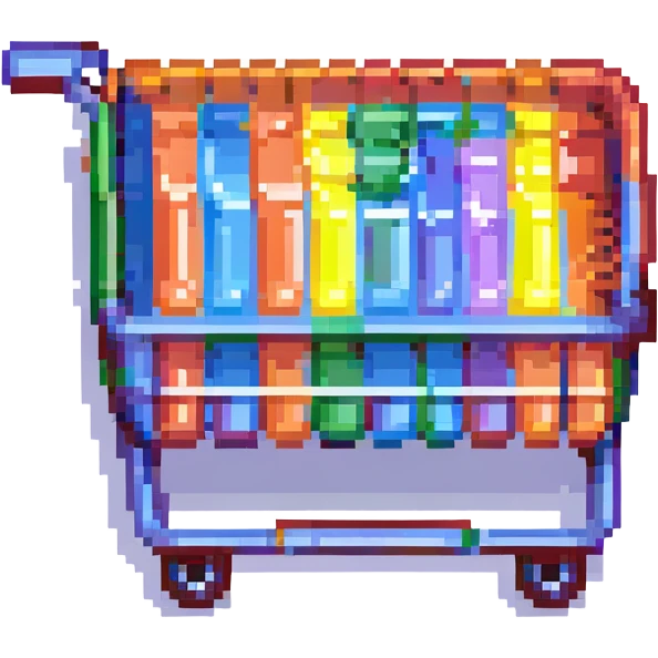 shopping cart in pride colors emoji