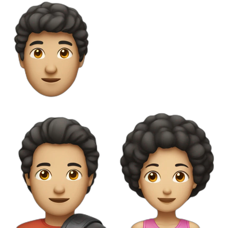 a couple (1st asian woman and 2nd man with afro) emoji