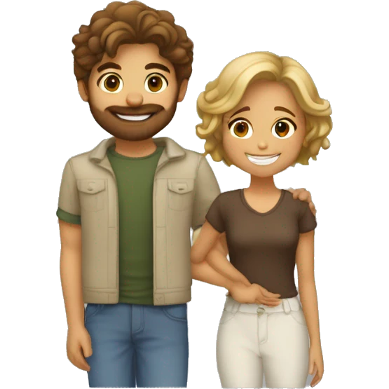 Una pareja joven y las dos son jóvenes ,se están dando un beso las dos son blancas y una con pelo lacio y abajo ruso y la otra con el pelo rizo pero para abajo emoji