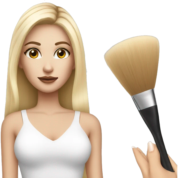 A makeup artist blonde girl with a makeup brush in her hand emoji