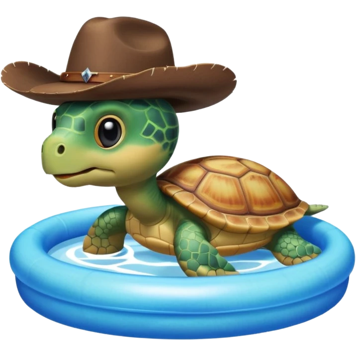 Cute blow up pool turtle with a cowboy hat emoji