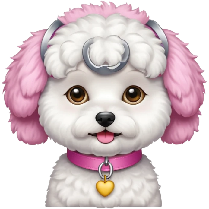 Bichon with a pink collar emoji