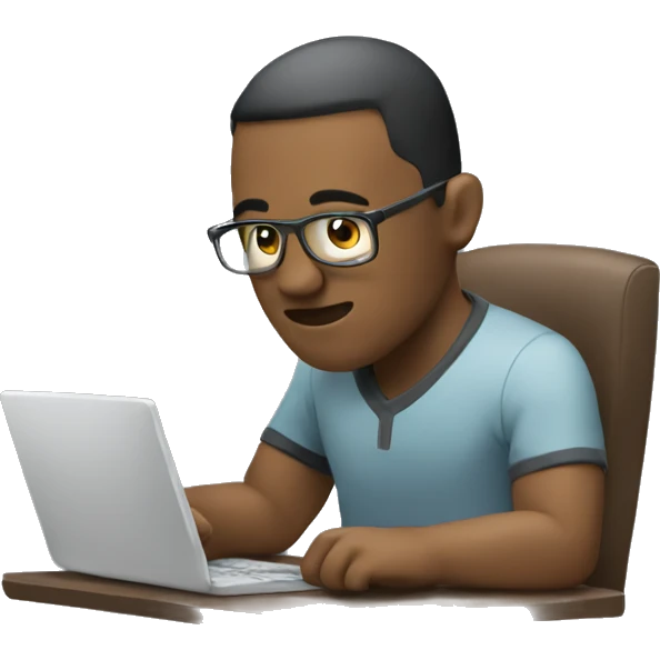 working hard with a computer emoji