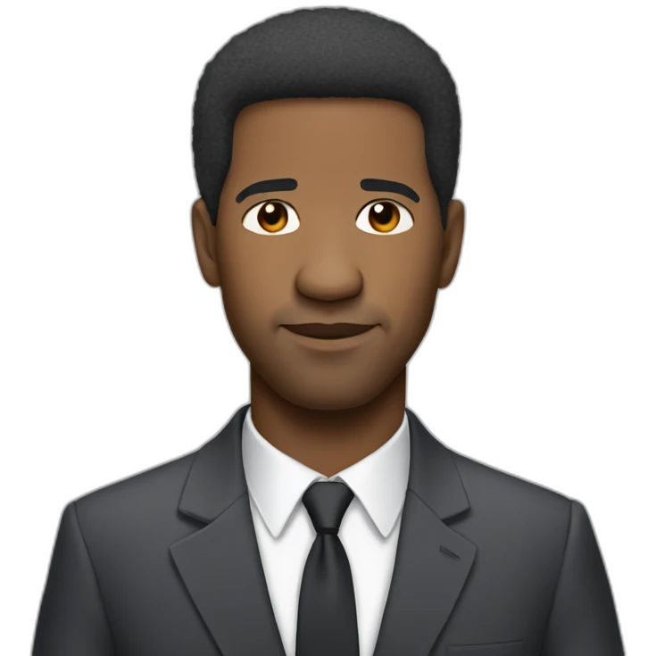actor Denzel Washington short hair cartoon wearing suit emoji