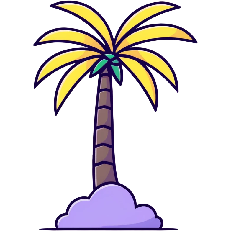 palm tree with pastel yellow trunk and pastel lavender leaves emoji