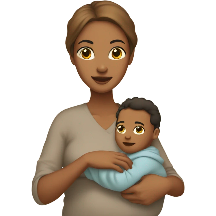 light brown mom holding baby boy emoji