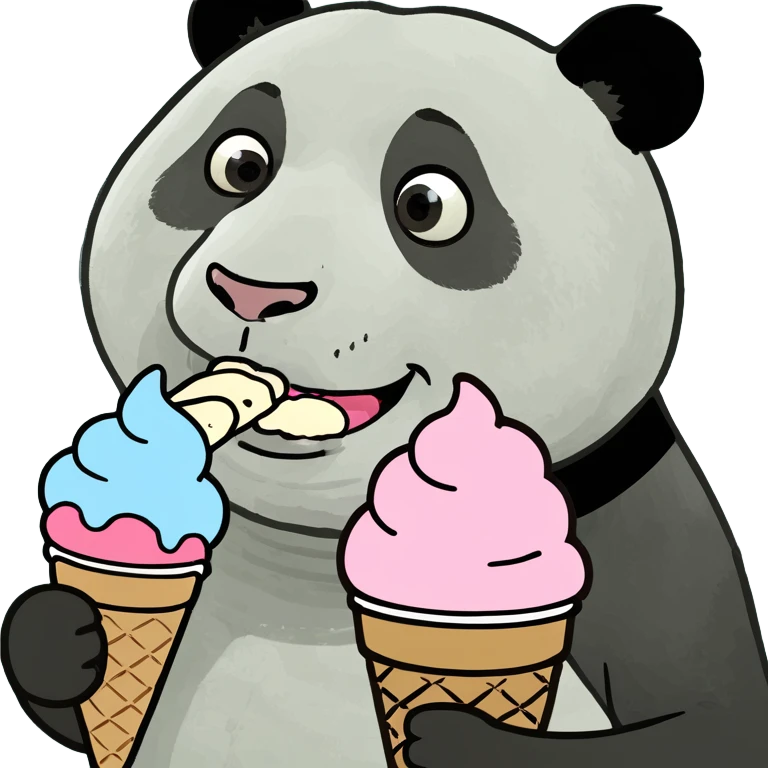 Panda eating ice cream emoji