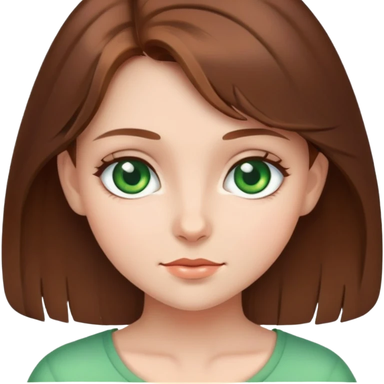 Cute girl with brown hair and green eyes  emoji