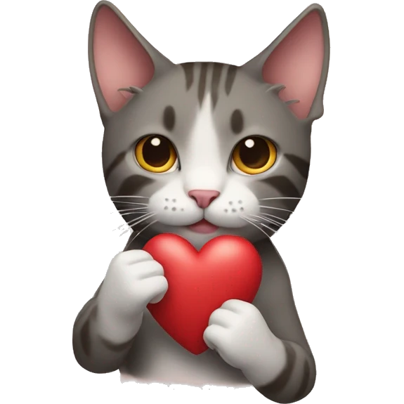 Cat holding up a hand heart emoji