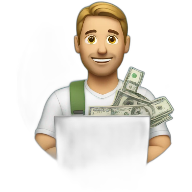 man with laptop and cash emoji