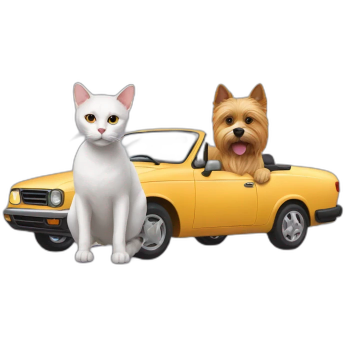 cat, dog and car emoji