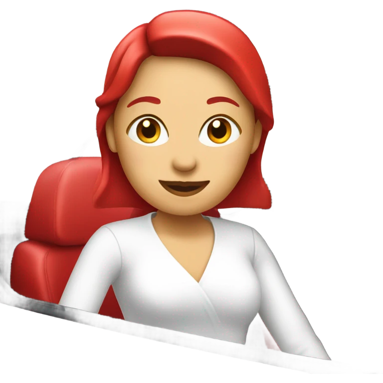 Lady in white car with red seats emoji
