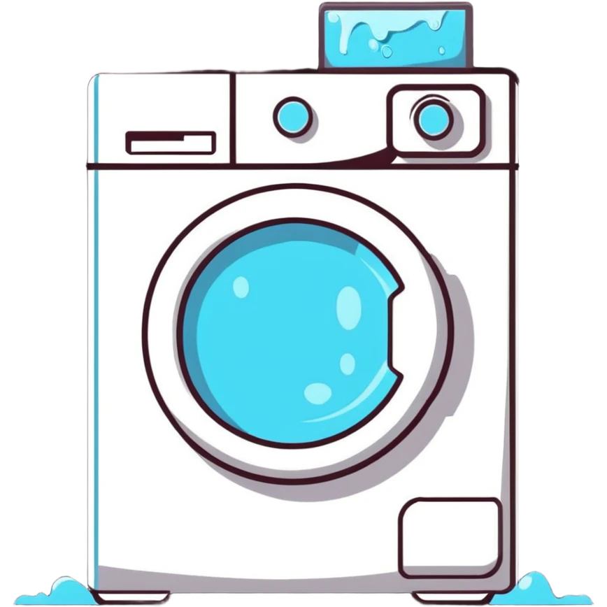 cute washing machine with soapy bubbles emoji