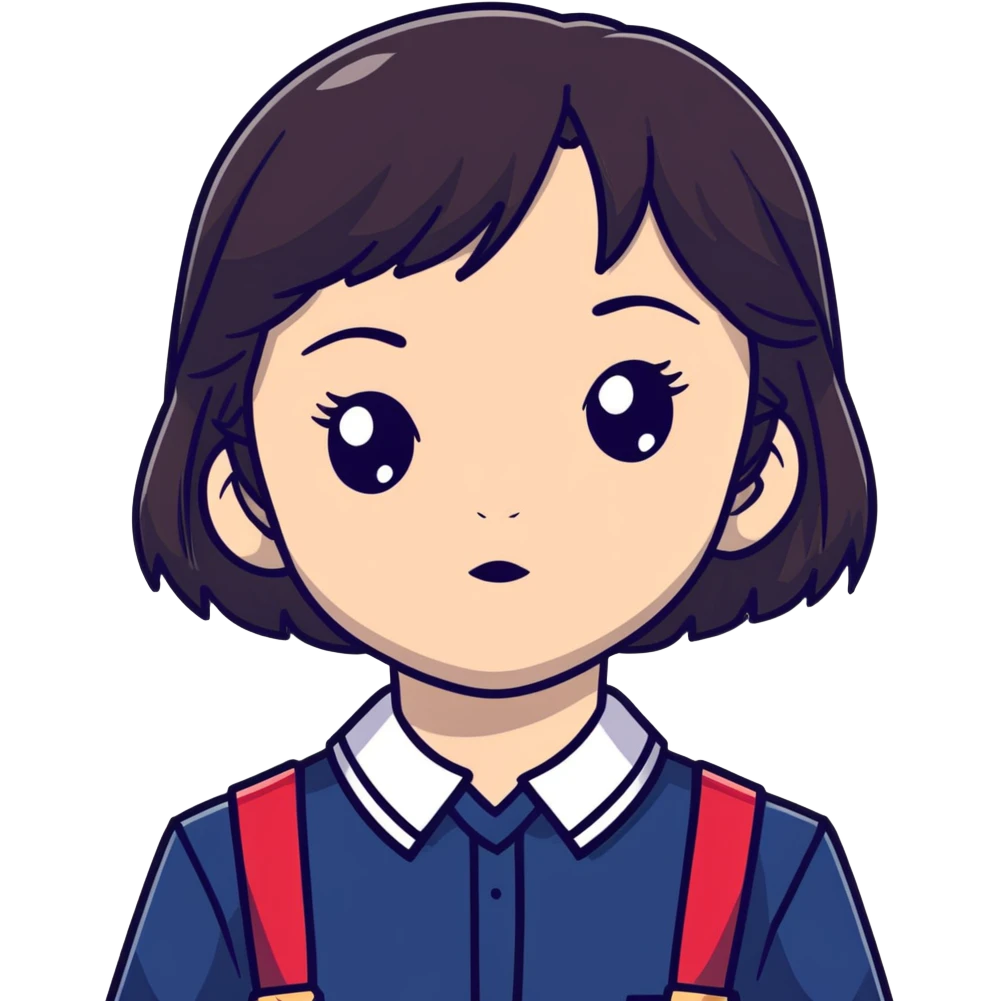 Girl in the shade, dark hair, dark school uniform, face in shadow, only outlines of eyes and mouth visible emoji